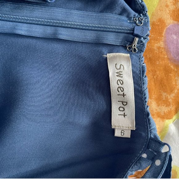 Hello Molly Diamonds and Pearls Polka Dot Blue Dress - Picture 4 of 5